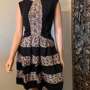 Anthropology Eva Franco Lace Black & Tan Cocktail Dress